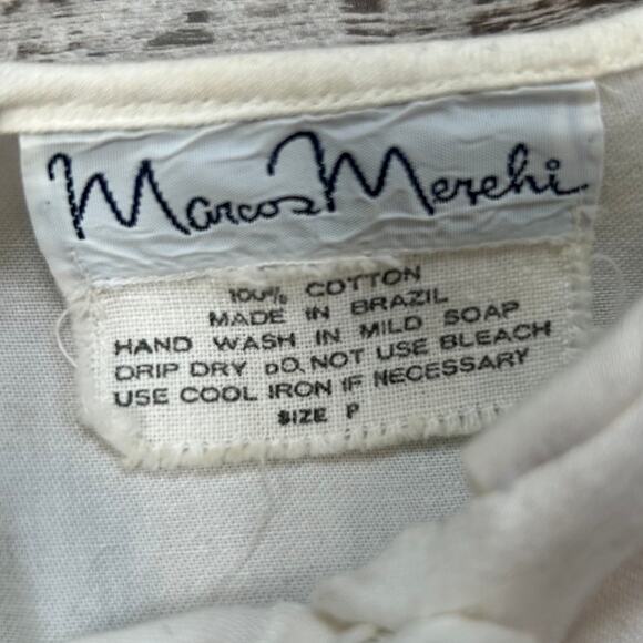 Marcos Merehi Cotton Striped House Dress Embroidered Bib Size P - Picture 8 of 8